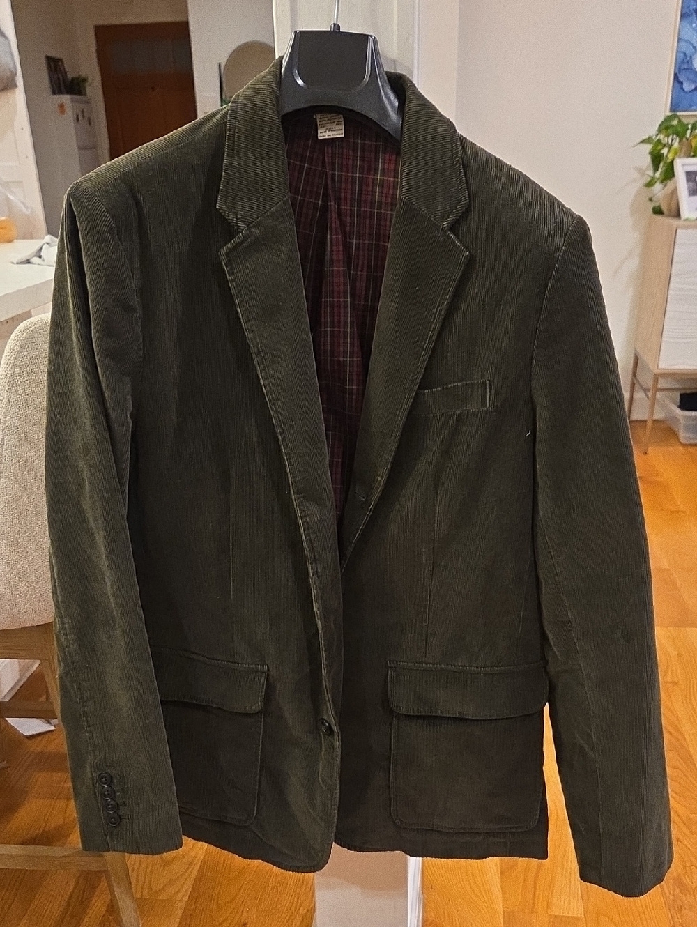 L.L. Bean VINTAGE Olive Green Corduroy Sport Coat From 1990s, Rare Size 42R Men